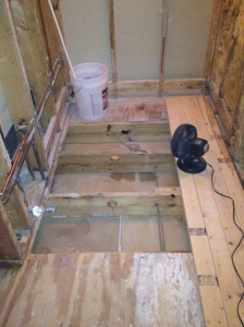 The floor - free of waste pipes, ready for more work on another day.