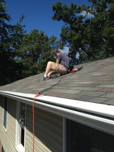 Jim getting to work on the roof!