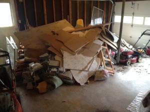 The debris in the garage before it went in the dumpster