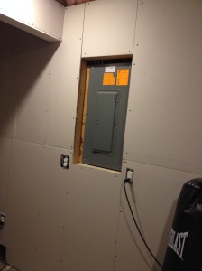 Drywall around the utility box