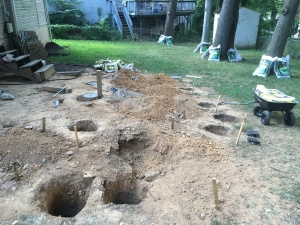 Some of the holes with cement finished